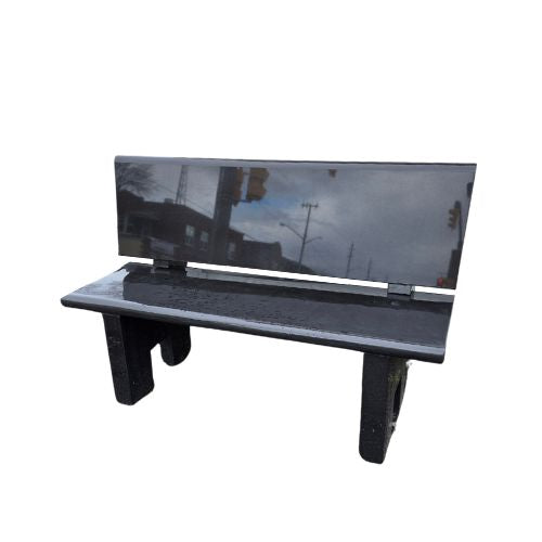 42" wide Black Granite Bench with Back