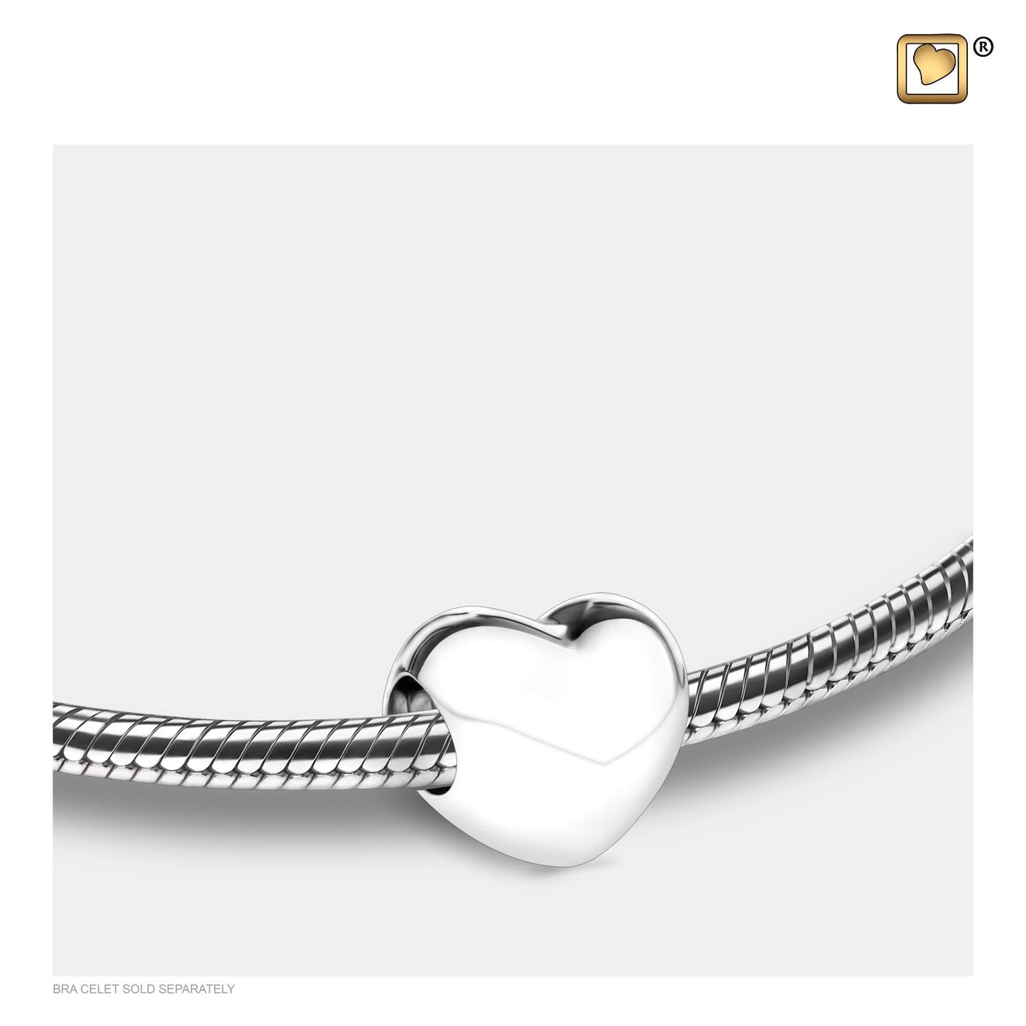 Bead: LoveHeart - Rhodium Plated - BD2000