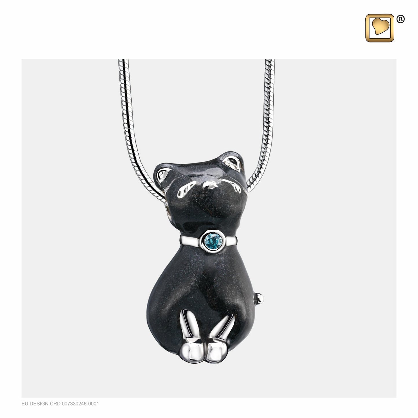 Pendant: Princess Cat Midnight - Enamel Rhodium Plated w/Sapphire Swarovski Crystal - PD1261