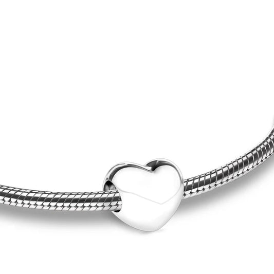 Bead: LoveHeart - Rhodium Plated