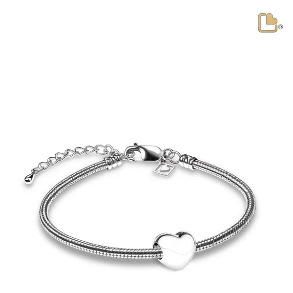 Bead: LoveHeart - Rhodium Plated