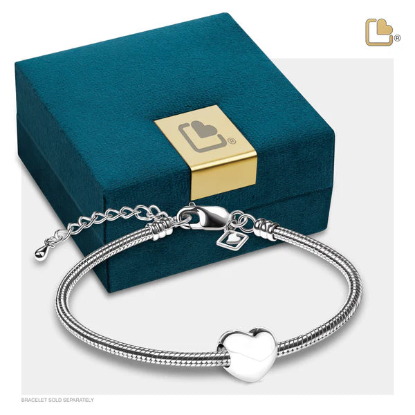 Bead: LoveHeart - Rhodium Plated