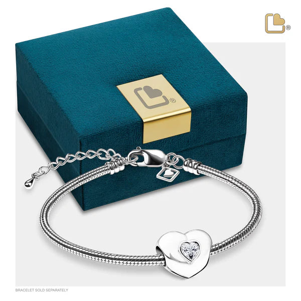 Bead: Heart to Heart - Rhodium Plated w/Clear Crystal