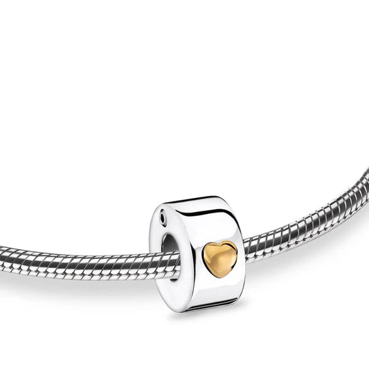 Bead: Glowing Heart - Rhodium Plated Gold Vermeil Two Tone