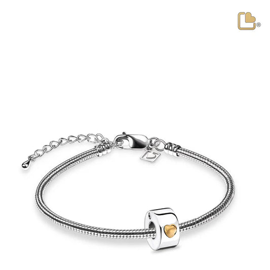 Bead: Glowing Heart - Rhodium Plated Gold Vermeil Two Tone