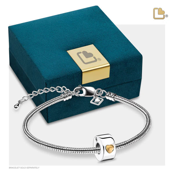 Bead: Glowing Heart - Rhodium Plated Gold Vermeil Two Tone