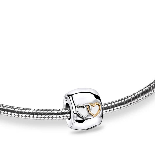 Bead: Entwined Hearts - Rhodium Plated Gold Vermeil Two Tone