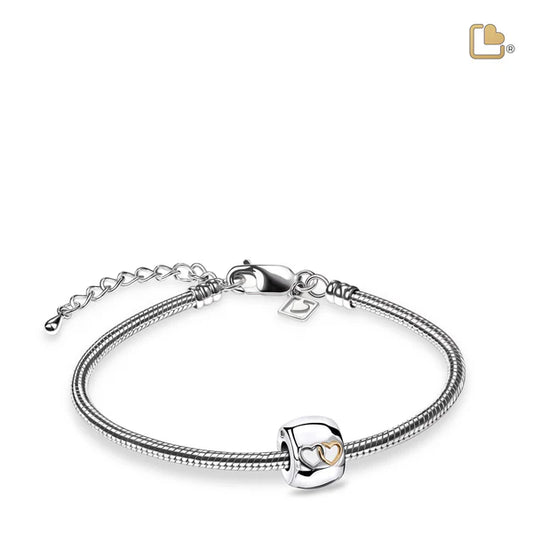 Bead: Entwined Hearts - Rhodium Plated Gold Vermeil Two Tone