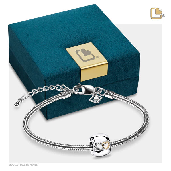 Bead: Entwined Hearts - Rhodium Plated Gold Vermeil Two Tone