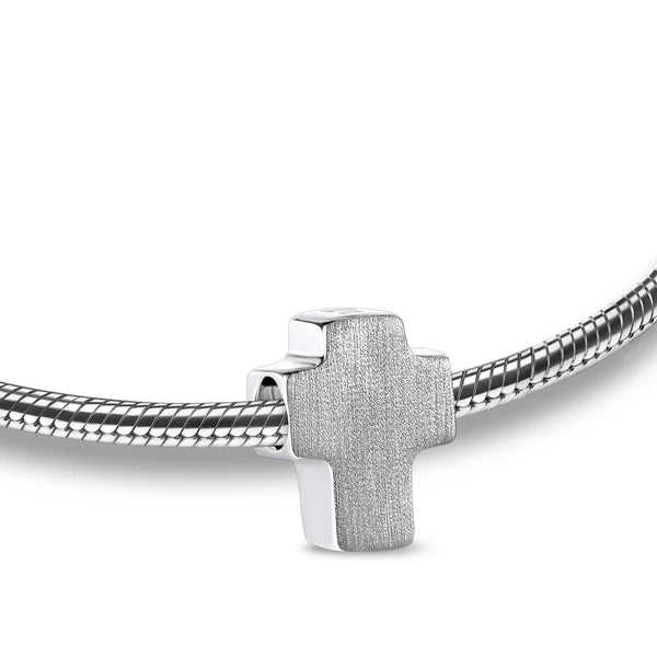 Bead: Cross - Rhodium Plated Two Tone