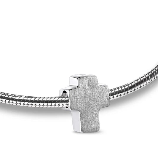 Bead: Cross - Rhodium Plated Two Tone
