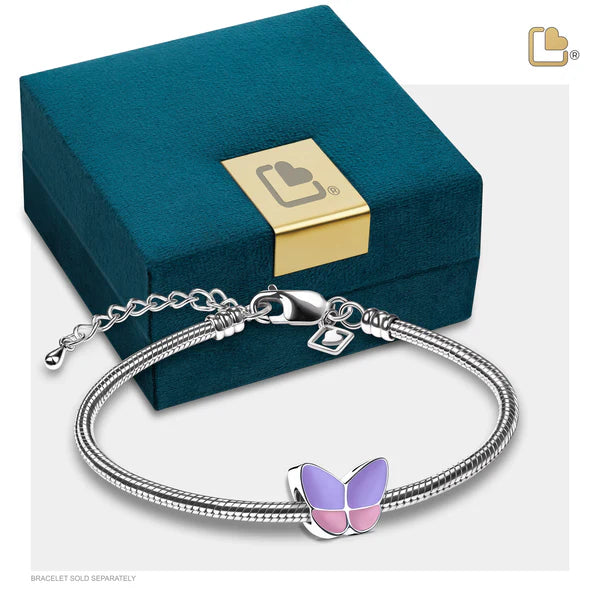 Bead: Wings Of Hope Lavender - Enamel Rhodium Plated