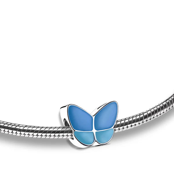 Bead: Wings Of Hope Blue - Enamel Rhodium Plated