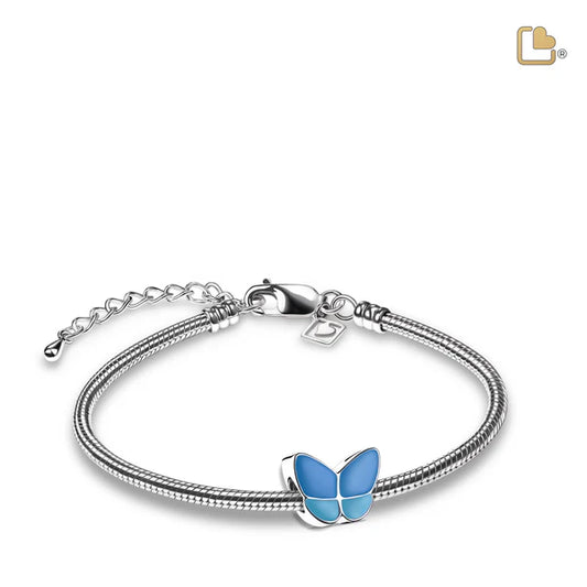 Bead: Wings Of Hope Blue - Enamel Rhodium Plated