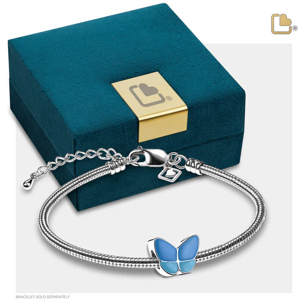 Bead: Wings Of Hope Blue - Enamel Rhodium Plated