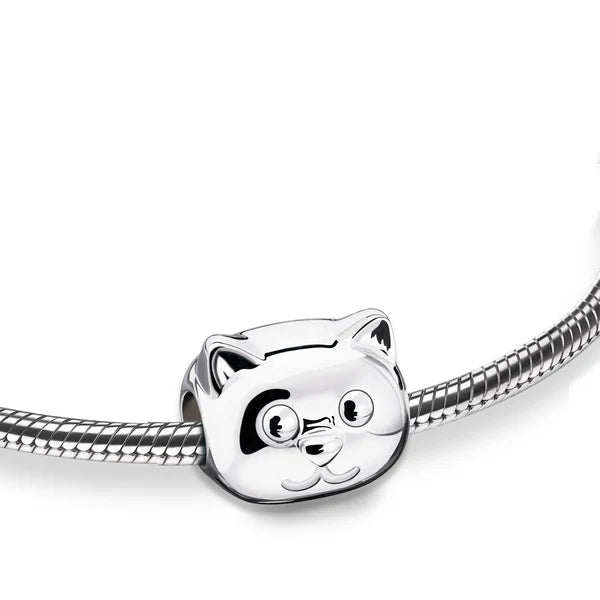 Bead: Cat - Rhodium Plated