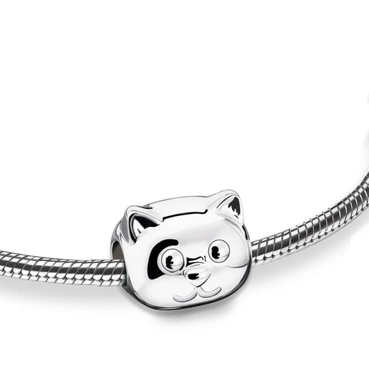 Bead: Cat - Rhodium Plated