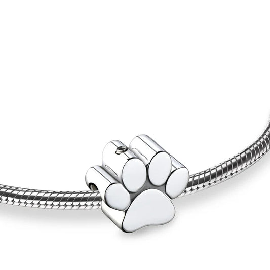 Bead: Paw - Rhodium Plated