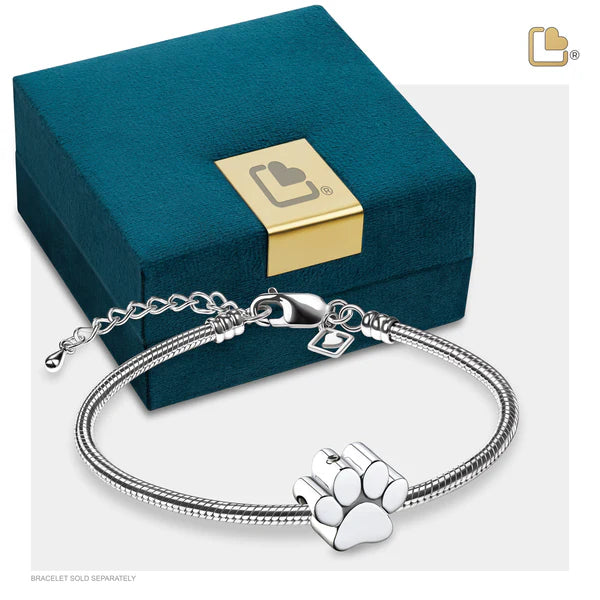 Bead: Paw - Rhodium Plated