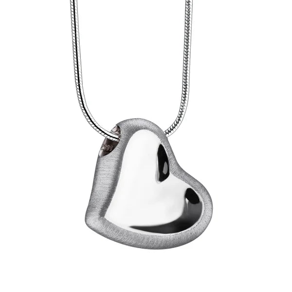 Pendant: Leaning Heart - Rhodium Plated Two Tone