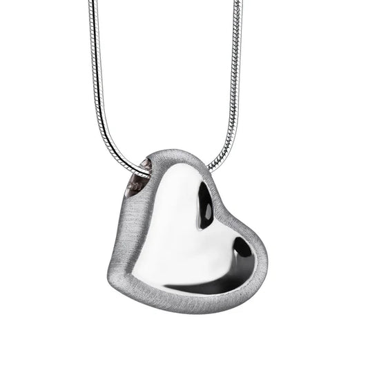 Pendant: Leaning Heart - Rhodium Plated Two Tone