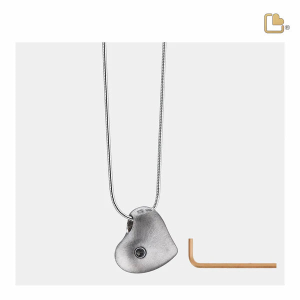 Pendant: Leaning Heart - Rhodium Plated Two Tone