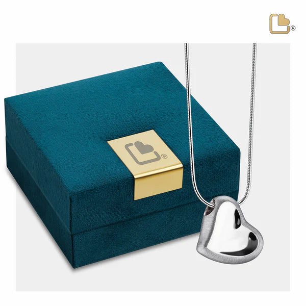 Pendant: Leaning Heart - Rhodium Plated Two Tone