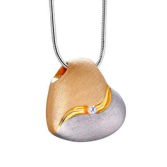 Pendant: Heartfelt - Gold Vermeil Two Tone w/Clear Crystal