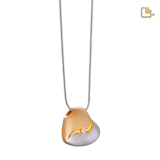 Pendant: Heartfelt - Gold Vermeil Two Tone w/Clear Crystal