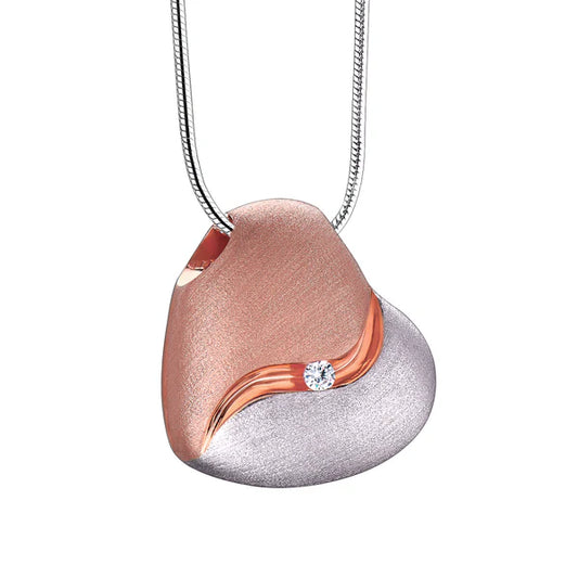 Pendant: Heartfelt - Rose Gold Vermeil Two Tone w/Clear Crystal