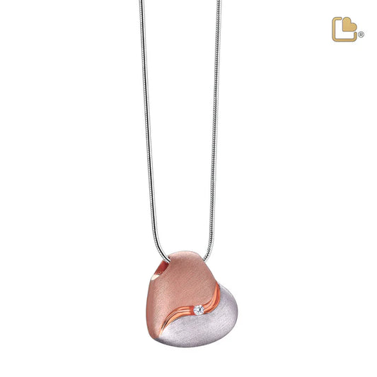 Pendant: Heartfelt - Rose Gold Vermeil Two Tone w/Clear Crystal