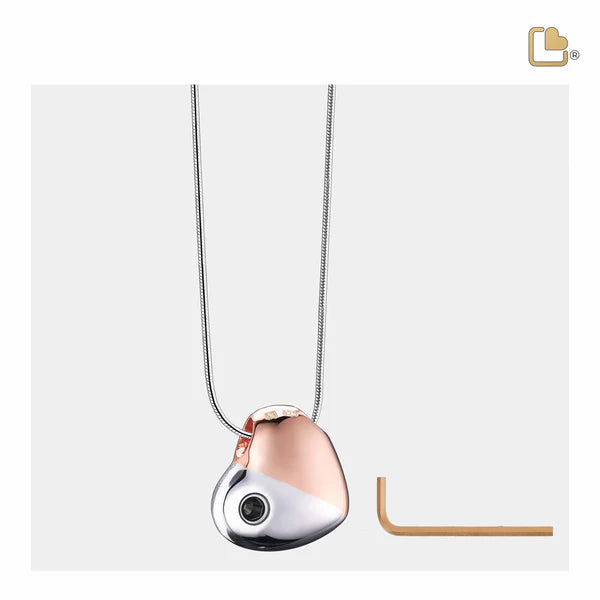 Pendant: Heartfelt - Rose Gold Vermeil Two Tone w/Clear Crystal