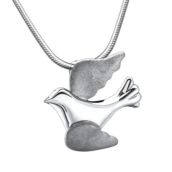Pendant: Flying Dove - Rhodium Plated Two Tone