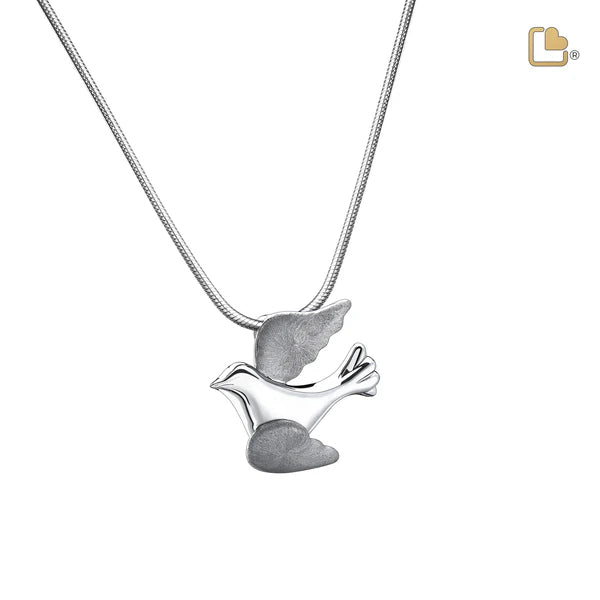 Pendant: Flying Dove - Rhodium Plated Two Tone
