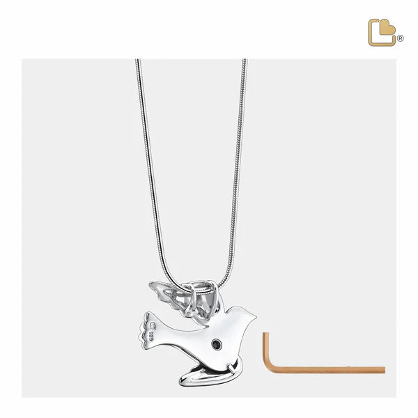 Pendant: Flying Dove - Rhodium Plated Two Tone