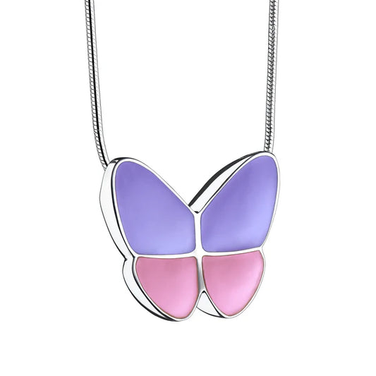 Pendant: Wings Of Hope Lavender - Enamel Rhodium Plated