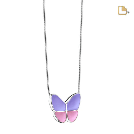 Pendant: Wings Of Hope Lavender - Enamel Rhodium Plated