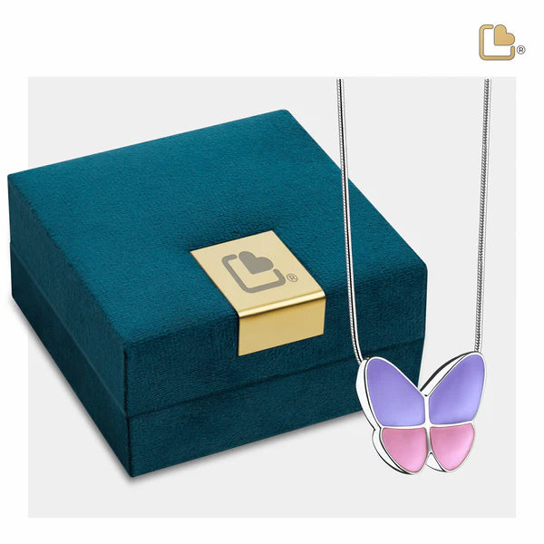 Pendant: Wings Of Hope Lavender - Enamel Rhodium Plated