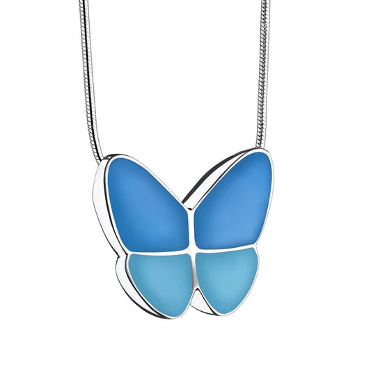 Pendant: Wings Of Hope Blue - Enamel Rhodium Plated