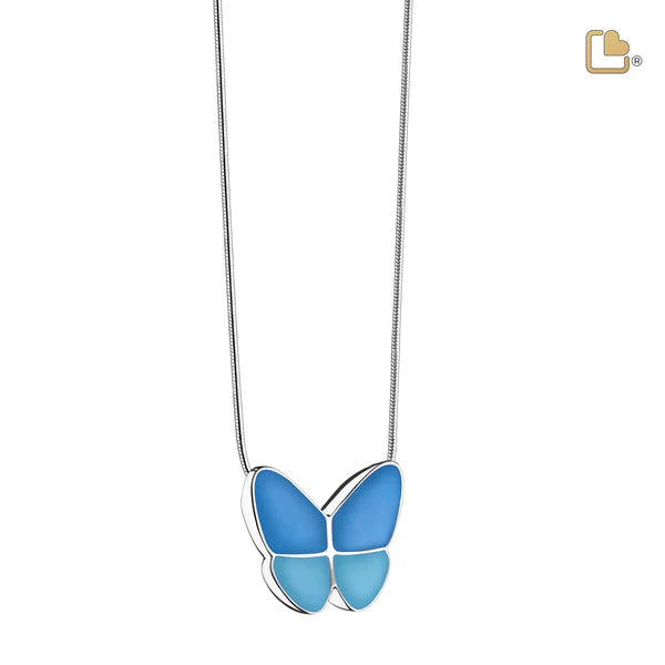 Pendant: Wings Of Hope Blue - Enamel Rhodium Plated
