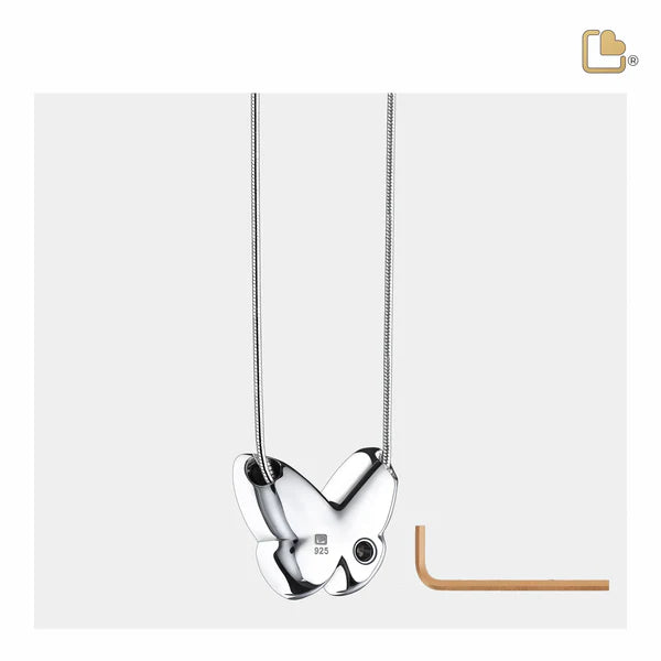 Pendant: Wings Of Hope Blue - Enamel Rhodium Plated