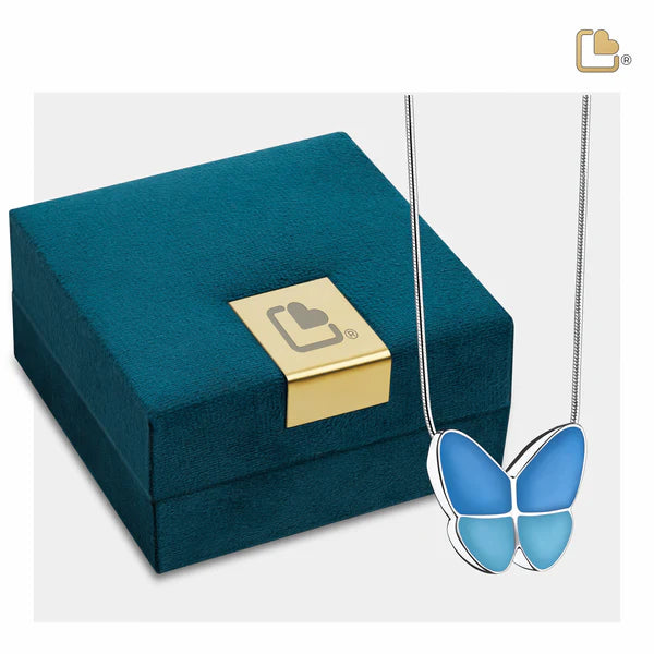 Pendant: Wings Of Hope Blue - Enamel Rhodium Plated