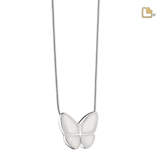 Pendant: Wings Of Hope Pearl - Enamel Rhodium Plated