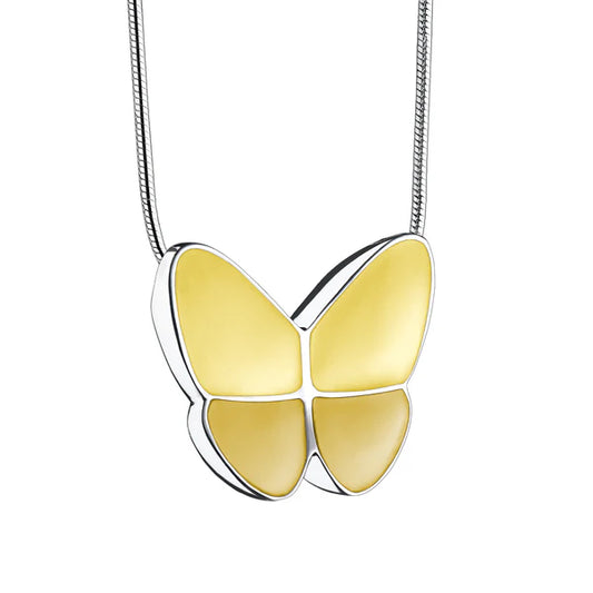 Pendant: Wings Of Hope Yellow - Enamel Rhodium Plated