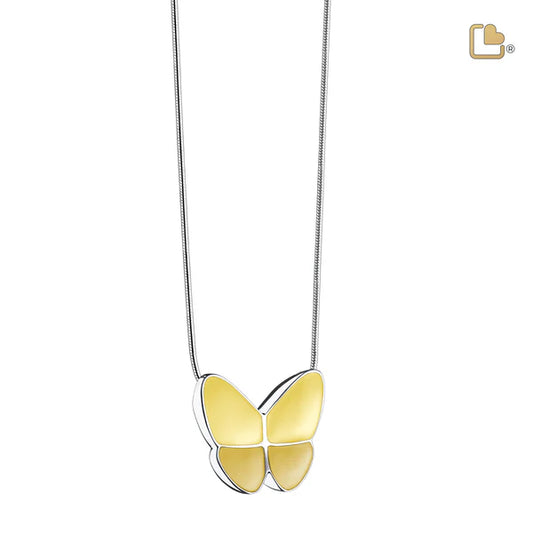 Pendant: Wings Of Hope Yellow - Enamel Rhodium Plated