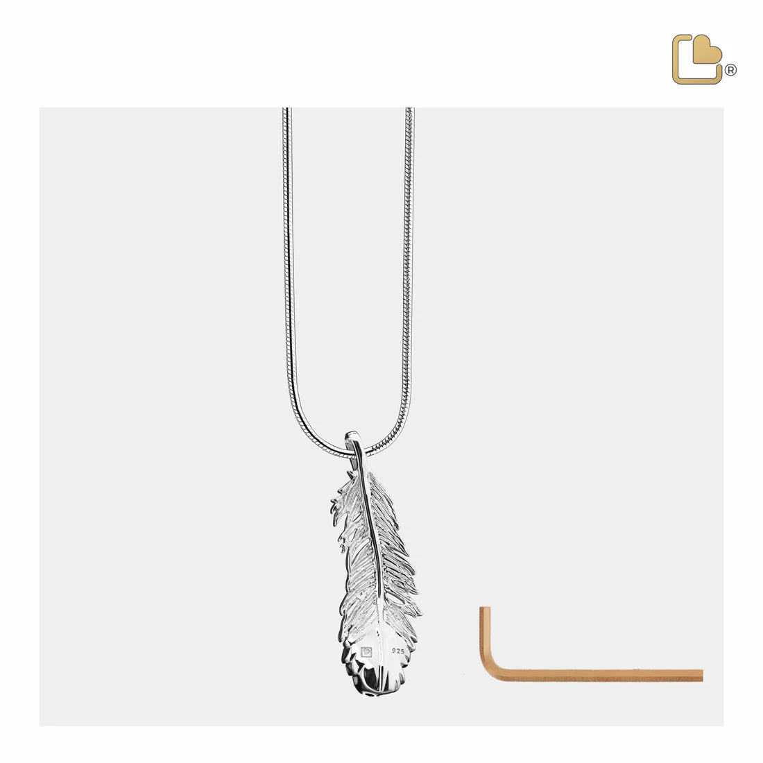 Pendant: Feather - Rhodium Plated