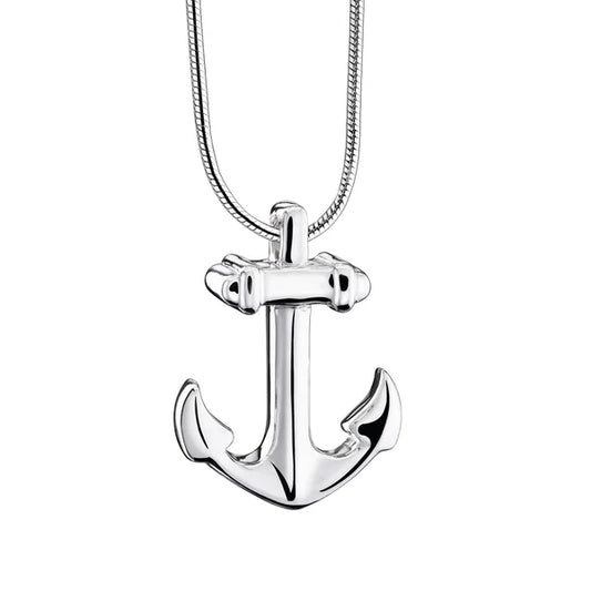 Pendant: Anchor - Rhodium Plated