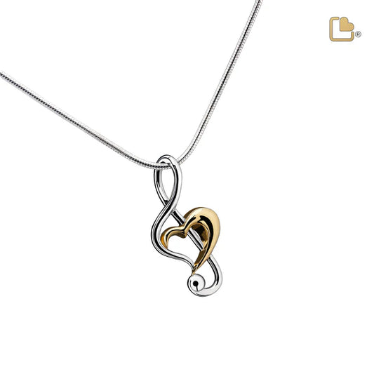 Pendant: Treble Clef Heart - Rhodium Plated Gold Vermeil Two Tone
