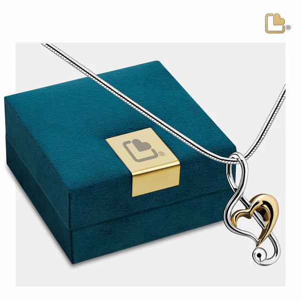 Pendant: Treble Clef Heart - Rhodium Plated Gold Vermeil Two Tone