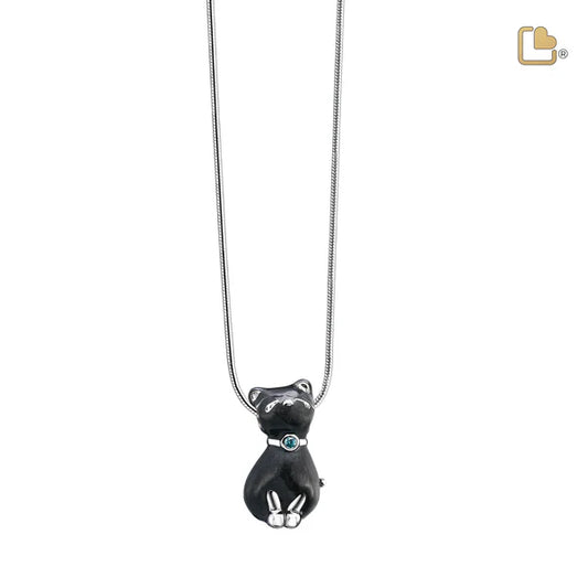 Pendant: Princess Cat Midnight - Enamel Rhodium Plated w/Sapphire Swarovski Crystal